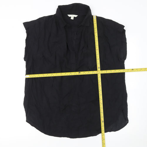 H&M Women's Black Collared Sleeveless Cotton Blouse Size L