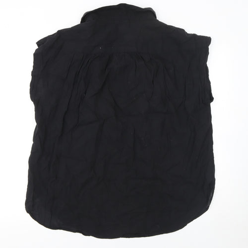H&M Women's Black Collared Sleeveless Cotton Blouse Size L