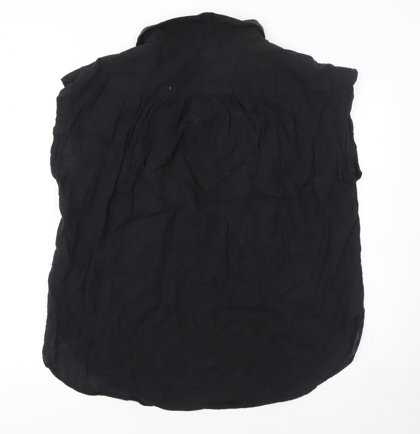 H&M Women's Black Collared Sleeveless Cotton Blouse Size L