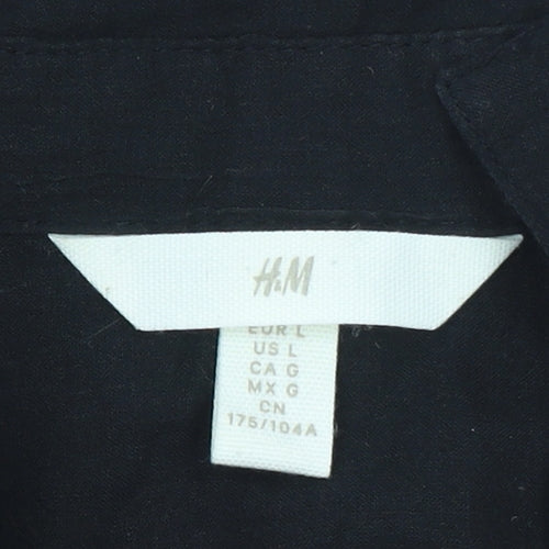 H&M Women's Black Collared Sleeveless Cotton Blouse Size L
