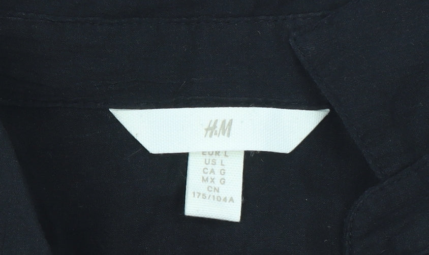 H&M Women's Black Collared Sleeveless Cotton Blouse Size L