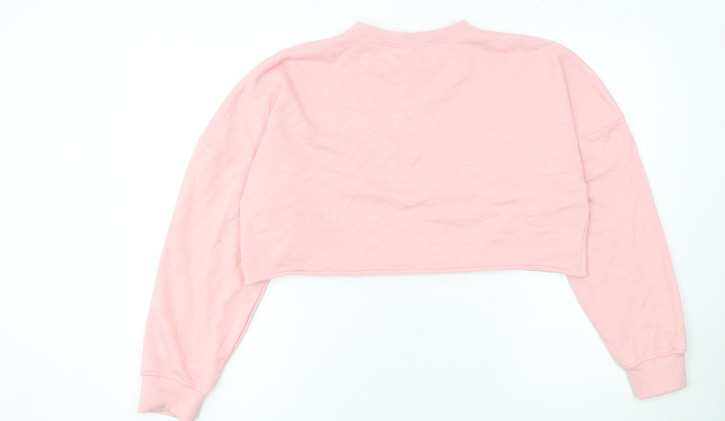Playboy x Missguided Pink Cropped Pullover Sweatshirt Women Size 12