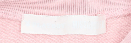Playboy x Missguided Pink Cropped Pullover Sweatshirt Women Size 12