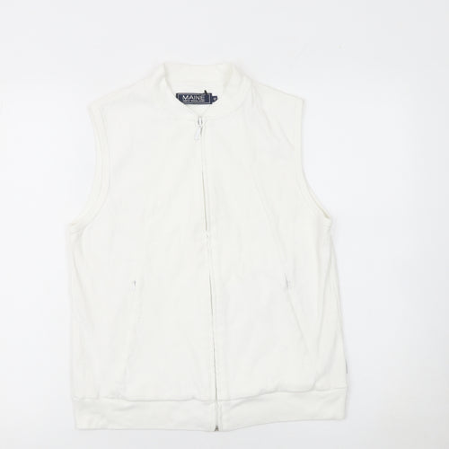 Maine New England Womens Ivory Vest Full Zip Hoodie Size 12 Cotton