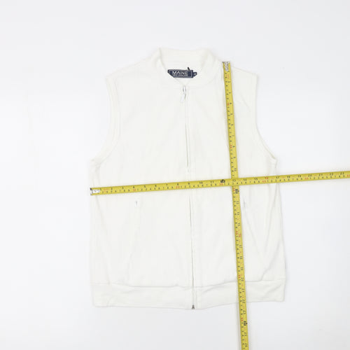 Maine New England Womens Ivory Vest Full Zip Hoodie Size 12 Cotton