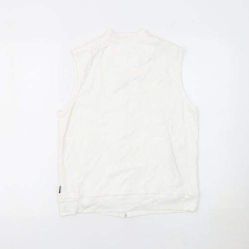 Maine New England Womens Ivory Vest Full Zip Hoodie Size 12 Cotton
