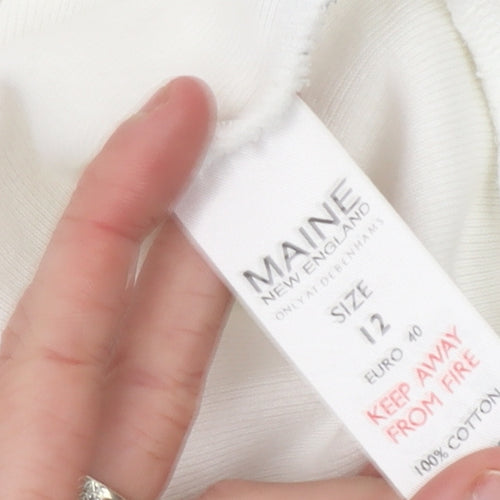 Maine New England Womens Ivory Vest Full Zip Hoodie Size 12 Cotton
