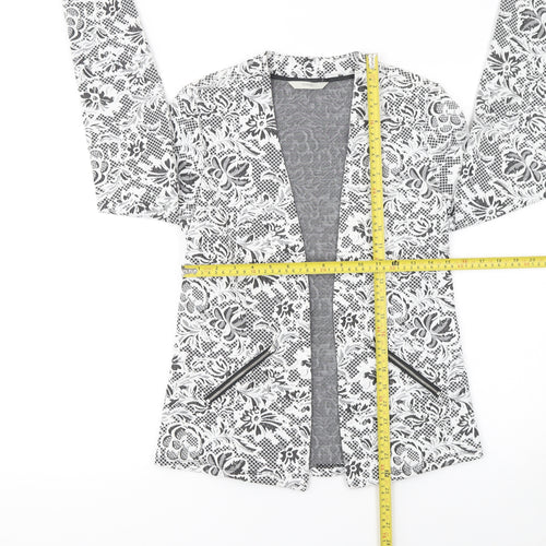George Women Black & White Floral Blazer Size 10 Regular Soft Stretch Jacket