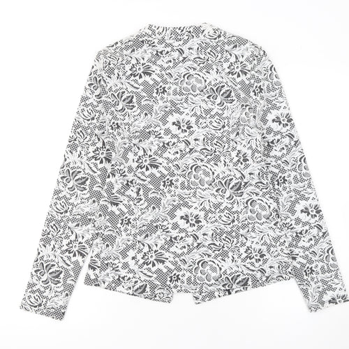 George Women Black & White Floral Blazer Size 10 Regular Soft Stretch Jacket