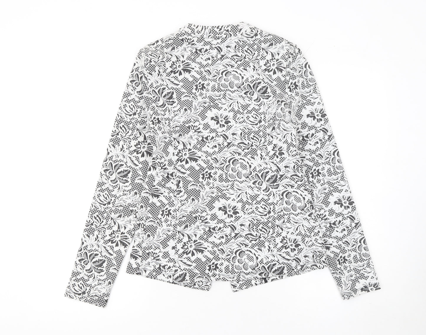 George Women Black & White Floral Blazer Size 10 Regular Soft Stretch Jacket