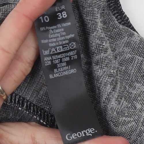 George Women Black & White Floral Blazer Size 10 Regular Soft Stretch Jacket
