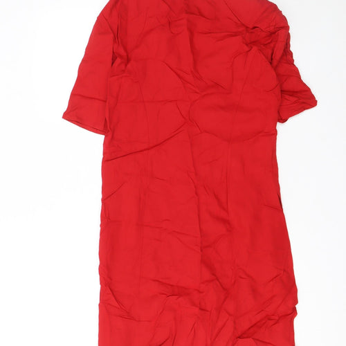 I.Q. Women’s Red Short Sleeve Button Front Suit Top Size 10
