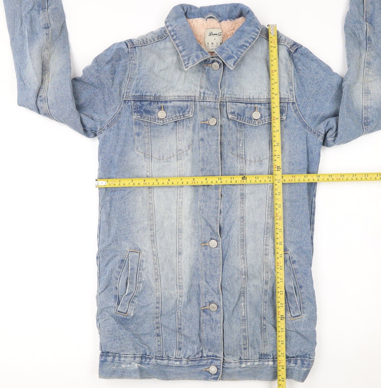 Denim Co. Women's Blue Cotton Lined Denim Jacket Size 6