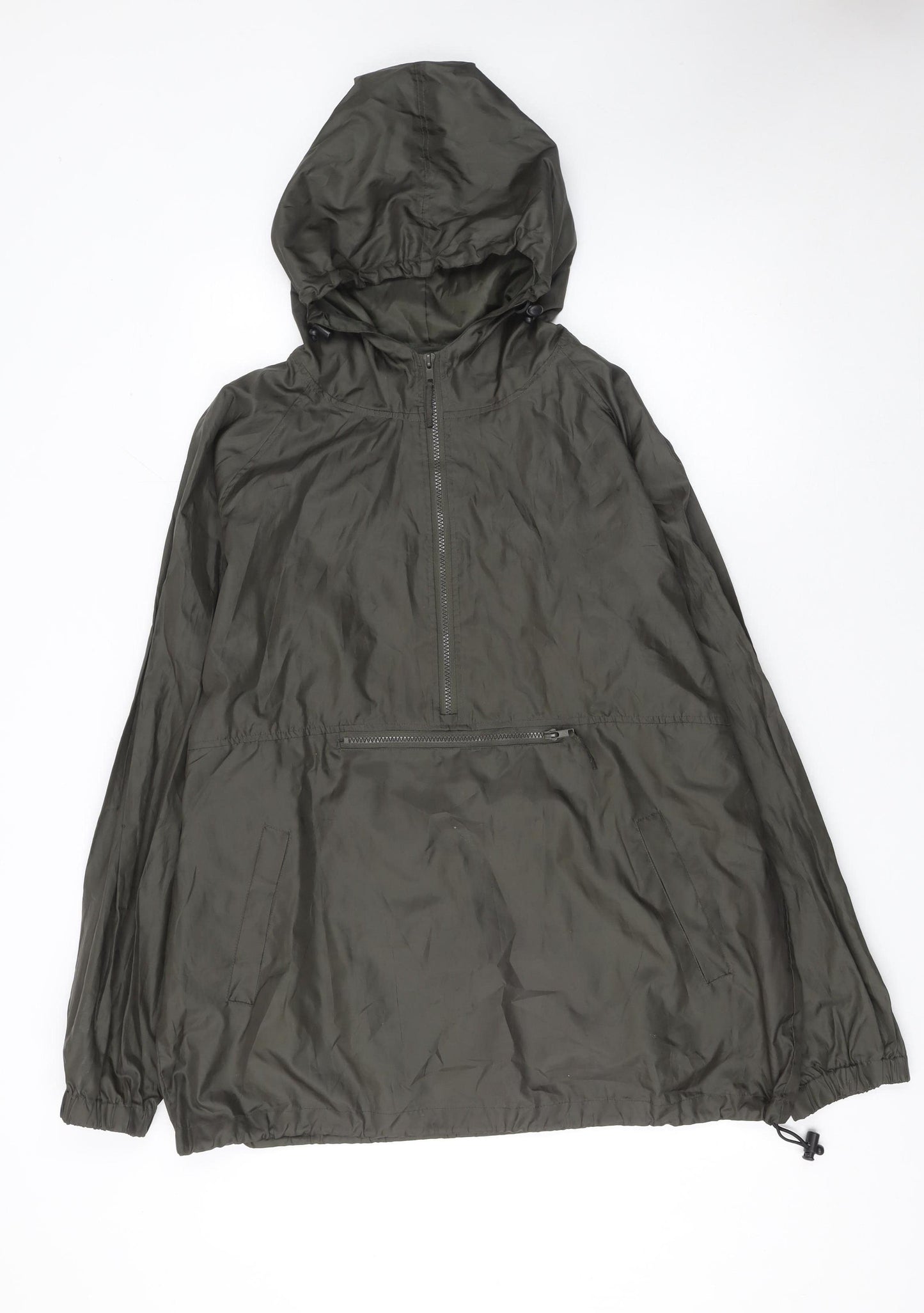 Modern Casuals Men’s Green Hooded Anorak Jacket M Waterproof Windproof