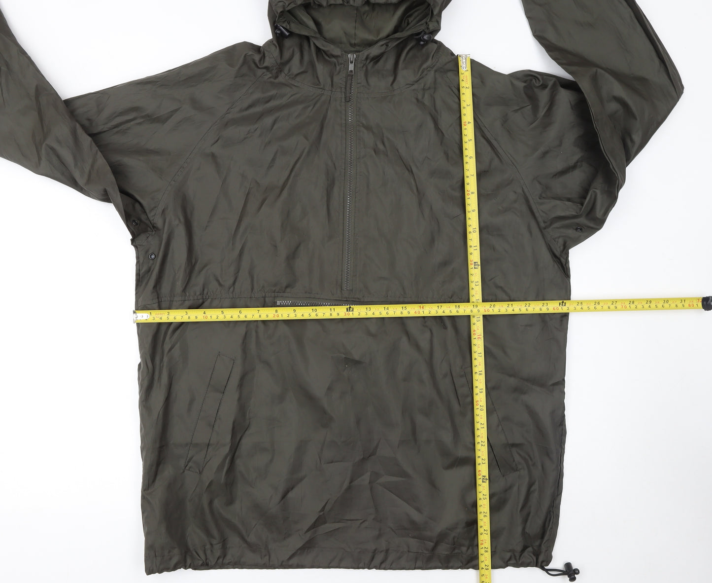 Modern Casuals Men’s Green Hooded Anorak Jacket M Waterproof Windproof