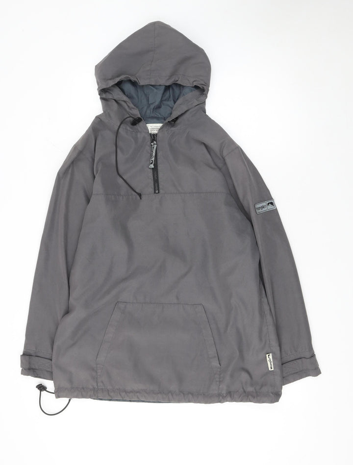Wrangler Men's Grey Hooded Anorak Jacket Size L Outdoor Casual