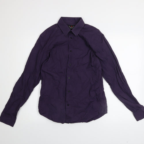 River Island Men's Purple Cotton Long Sleeve Button-Up Shirt Size S