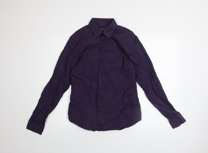 River Island Men's Purple Cotton Long Sleeve Button-Up Shirt Size S