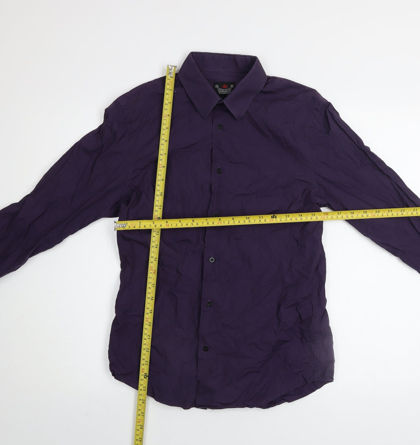 River Island Men's Purple Cotton Long Sleeve Button-Up Shirt Size S