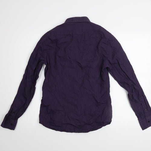 River Island Men's Purple Cotton Long Sleeve Button-Up Shirt Size S