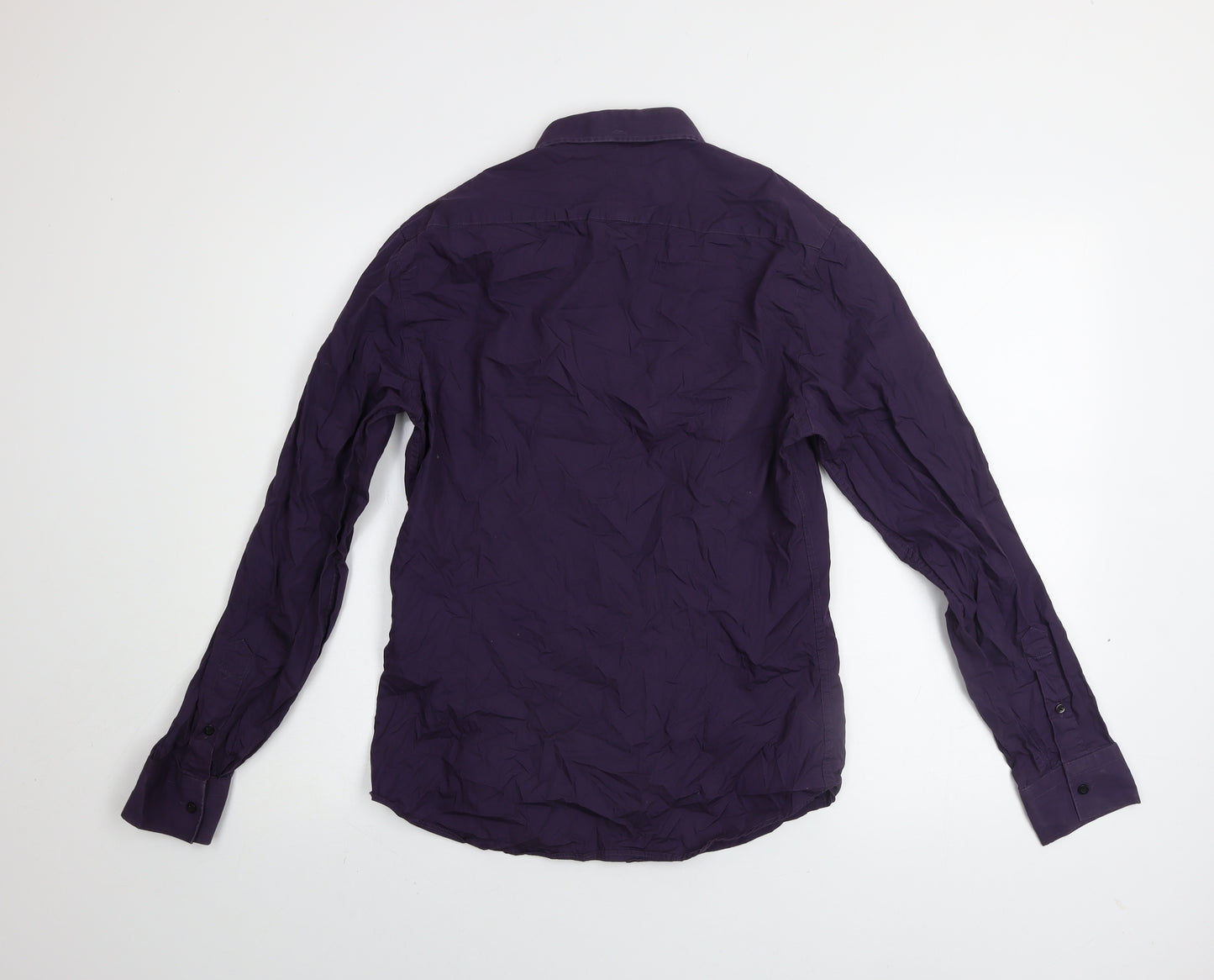 River Island Men's Purple Cotton Long Sleeve Button-Up Shirt Size S