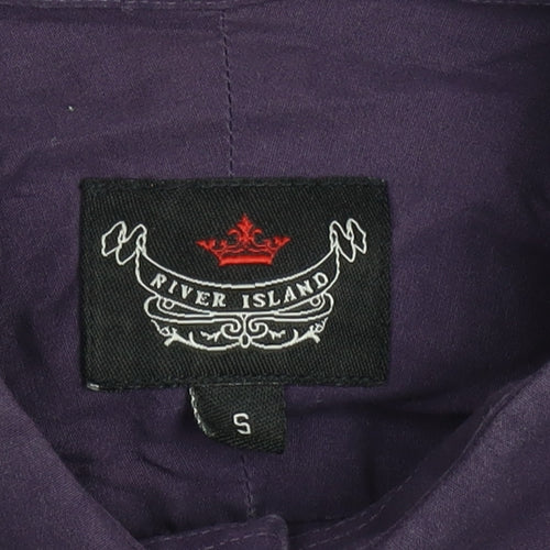 River Island Men's Purple Cotton Long Sleeve Button-Up Shirt Size S