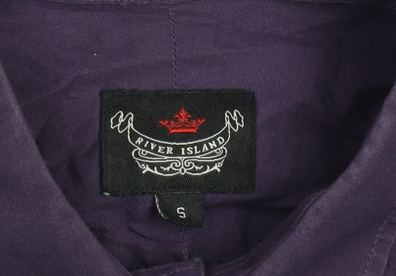 River Island Men's Purple Cotton Long Sleeve Button-Up Shirt Size S