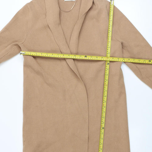 MNG Unisex Beige S Collared Knit Long Sleeve Cardigan