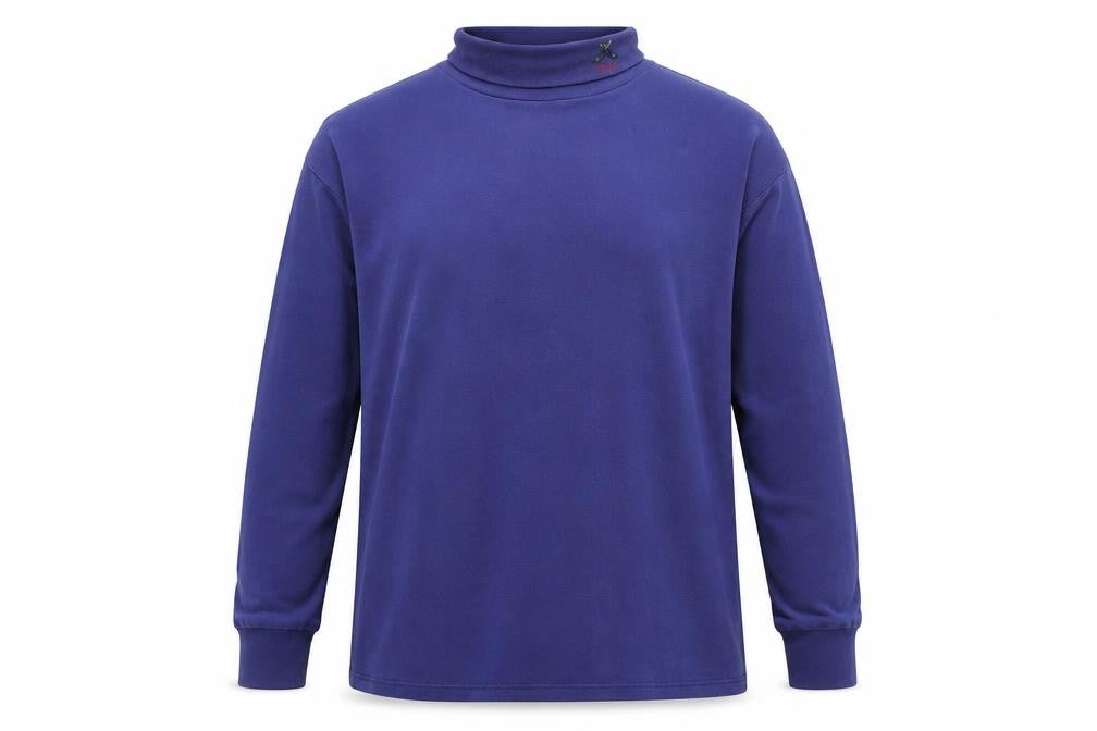 Front view of Pringle Men’s Blue Cotton High Neck Sweatshirt XL Vintage Style