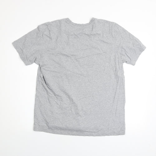 Adidas Men's Grey Cotton Logo Short Sleeve Sports T-Shirt L