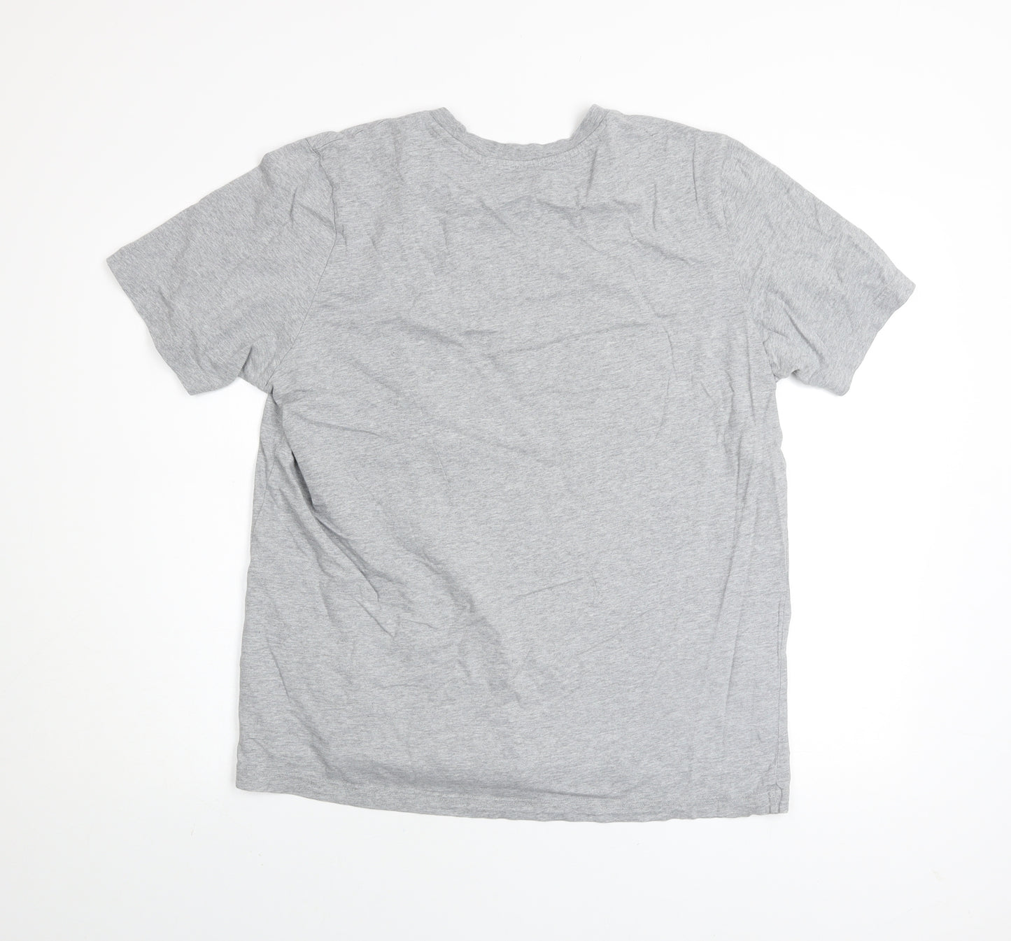 Adidas Men's Grey Cotton Logo Short Sleeve Sports T-Shirt L