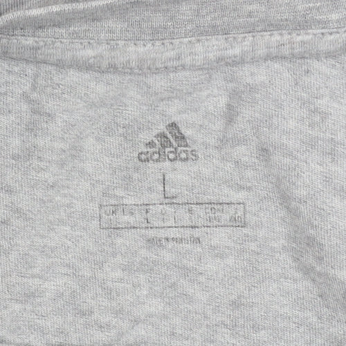 Adidas Men's Grey Cotton Logo Short Sleeve Sports T-Shirt L