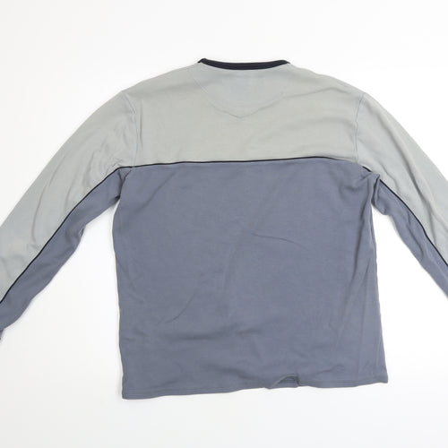 French Connection Men's Grey Colourblock V-Neck Cotton Top M
