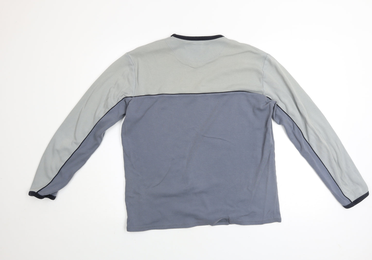 French Connection Men's Grey Colourblock V-Neck Cotton Top M