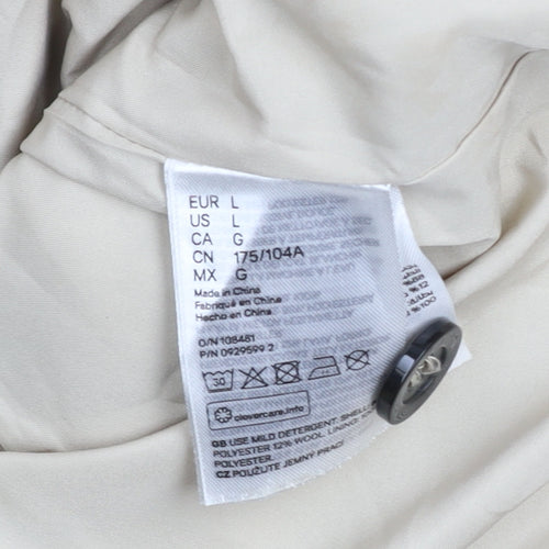 H&M Men's Beige Wool Blend Button Jacket L Casual Mid-Length