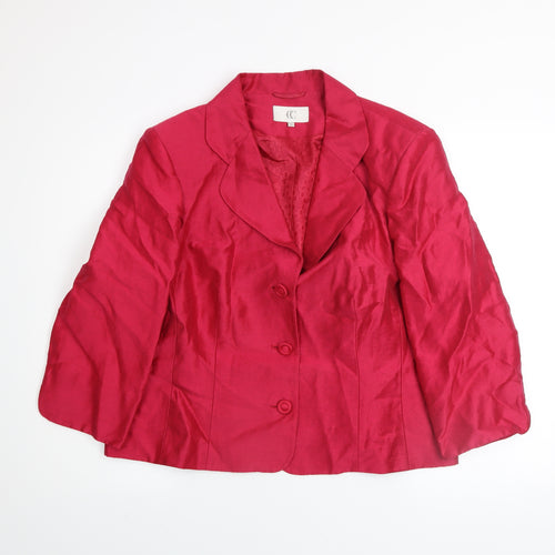 CC Women’s Red Linen Blend Blazer Size 18 Classic Lined Jacket