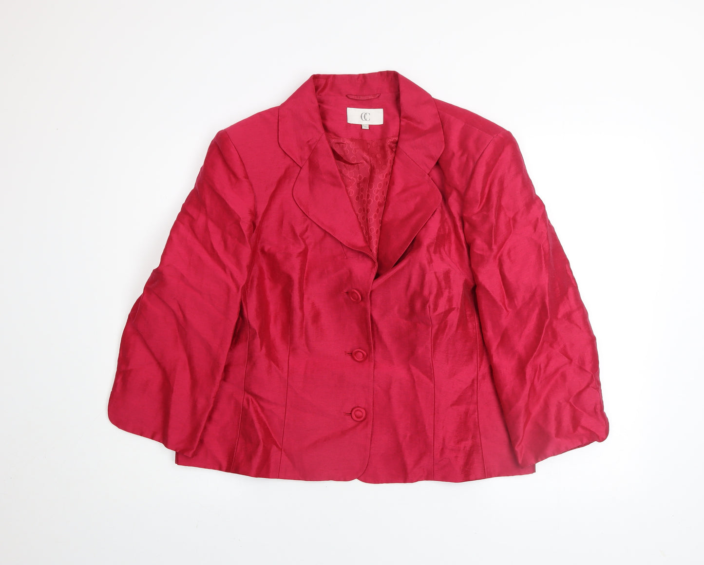 CC Women’s Red Linen Blend Blazer Size 18 Classic Lined Jacket