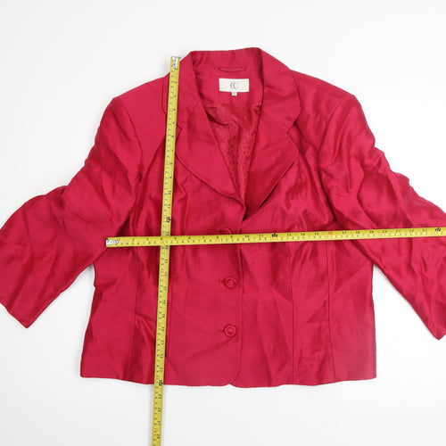 CC Women’s Red Linen Blend Blazer Size 18 Classic Lined Jacket