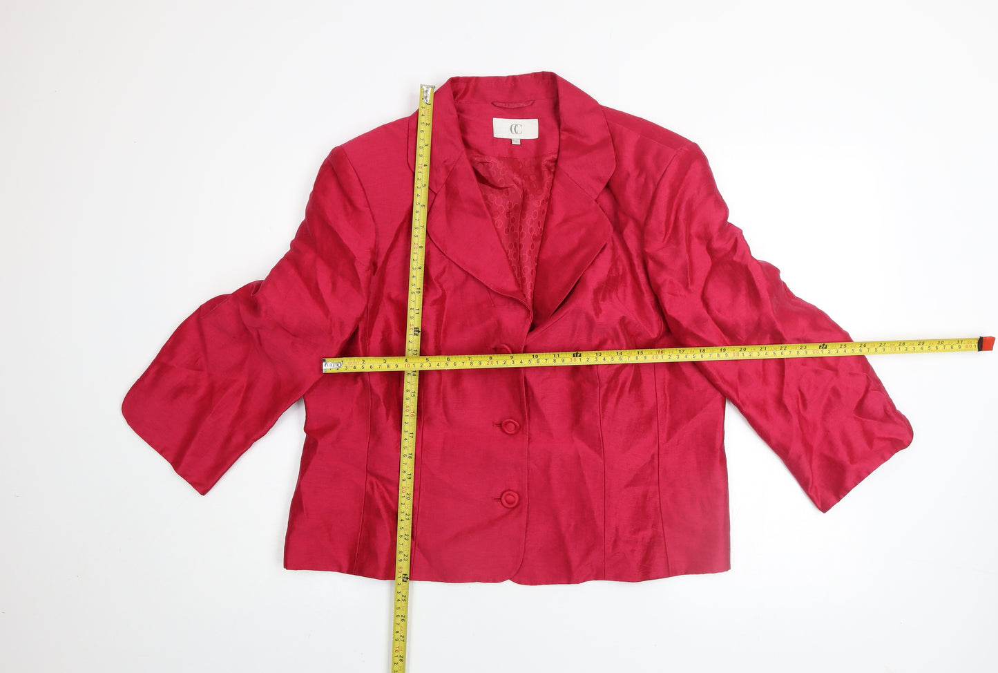CC Women’s Red Linen Blend Blazer Size 18 Classic Lined Jacket