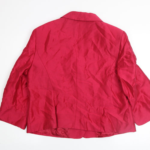 CC Women’s Red Linen Blend Blazer Size 18 Classic Lined Jacket