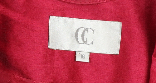 CC Women’s Red Linen Blend Blazer Size 18 Classic Lined Jacket