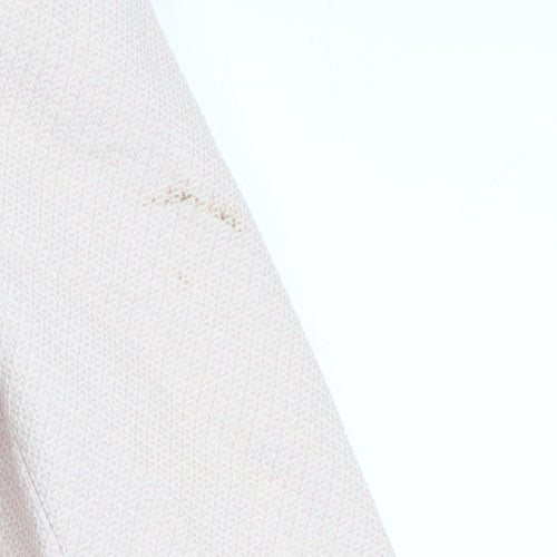 Zara Women Pink Cotton Blend Lined Double Breasted Blazer Size L