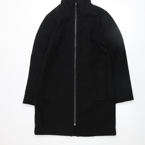 Jacqueline de Yong Womens Black Mid-Length Zip Coat Size S