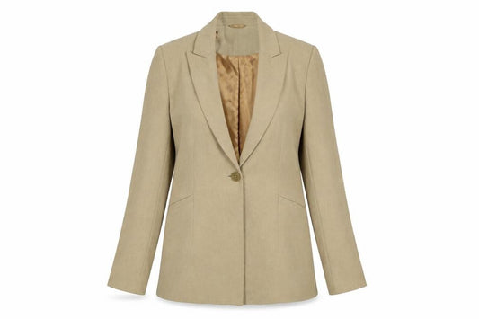 Front view of Principles Petite Beige Single-Breasted Blazer Jacket, size 10