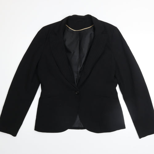 Dorothy Perkins Women Black Size 14 Classic Single-Breasted Blazer