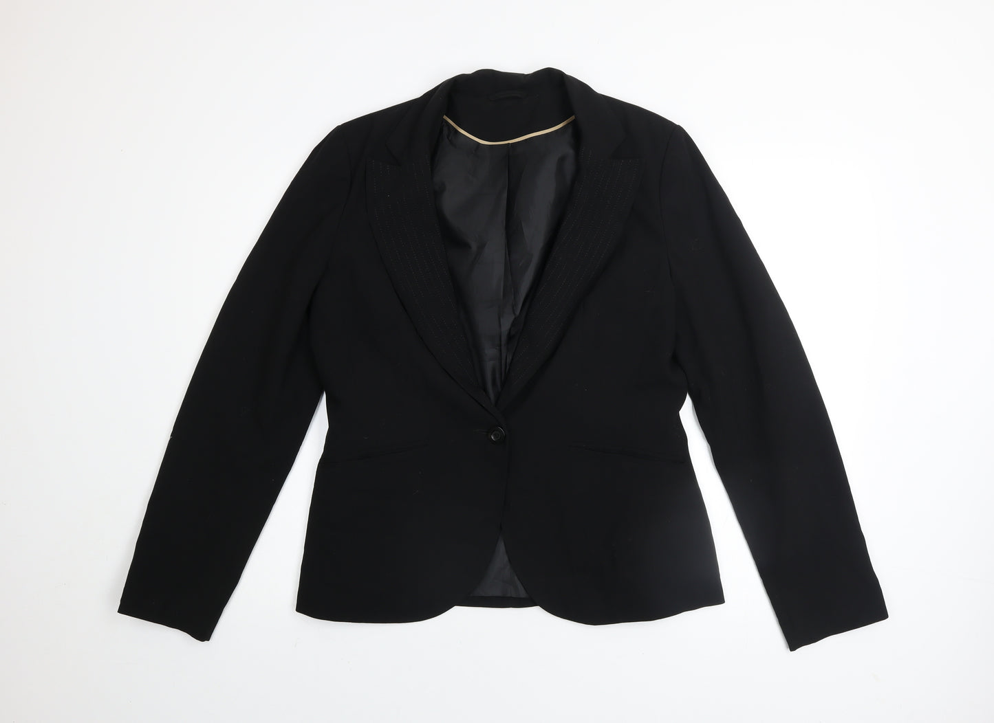 Dorothy Perkins Women Black Size 14 Classic Single-Breasted Blazer