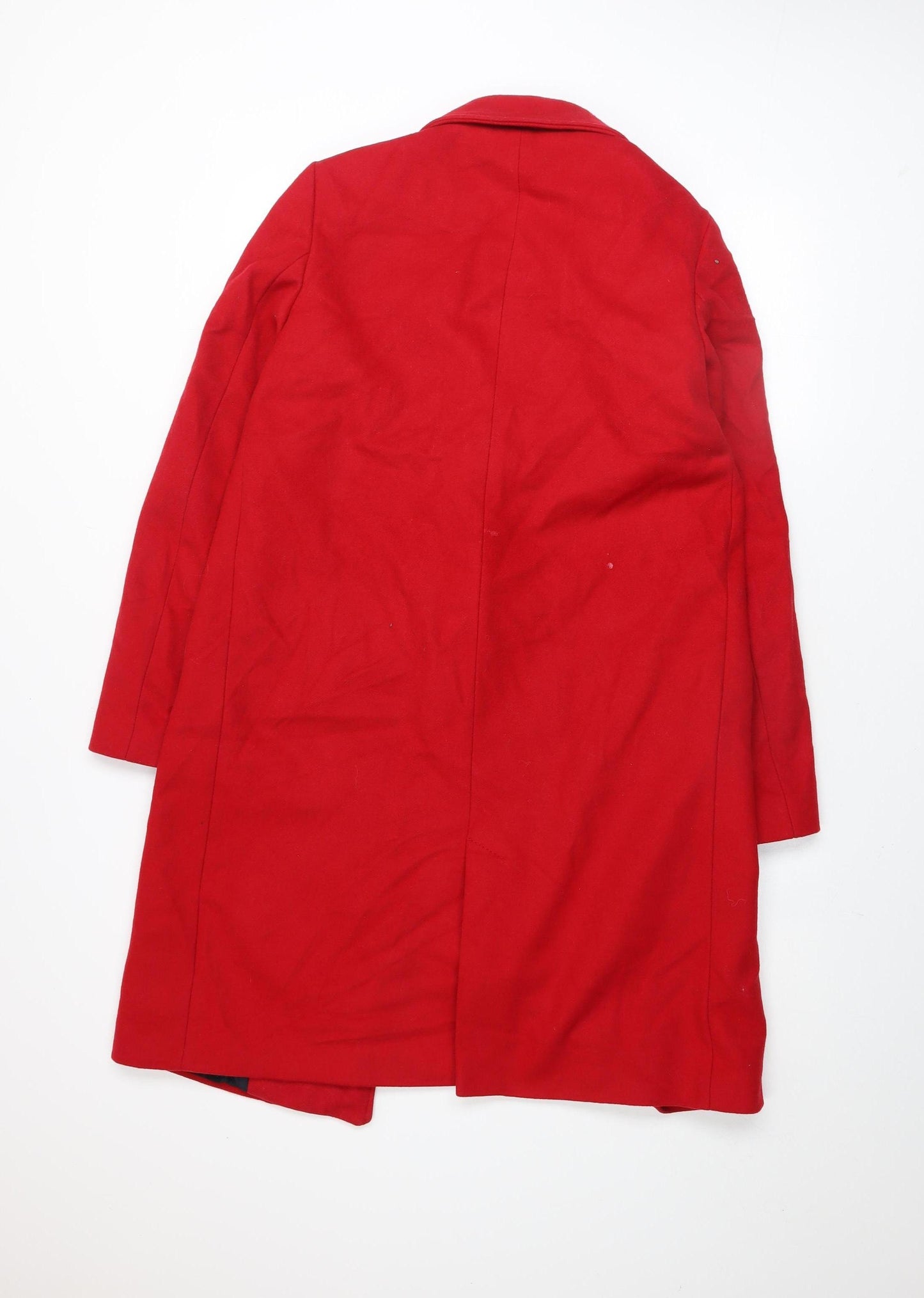 Zara Basic Women's Red Long Overcoat Size 12 Classic Lined
