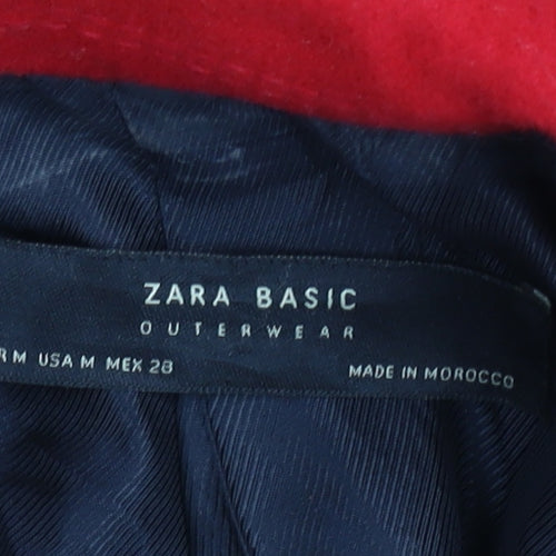 Zara Basic Women's Red Long Overcoat Size 12 Classic Lined