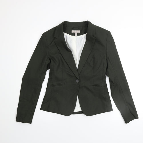 H&M Women’s Black Single-Breasted Blazer UK 8 Classic Fit Jacket