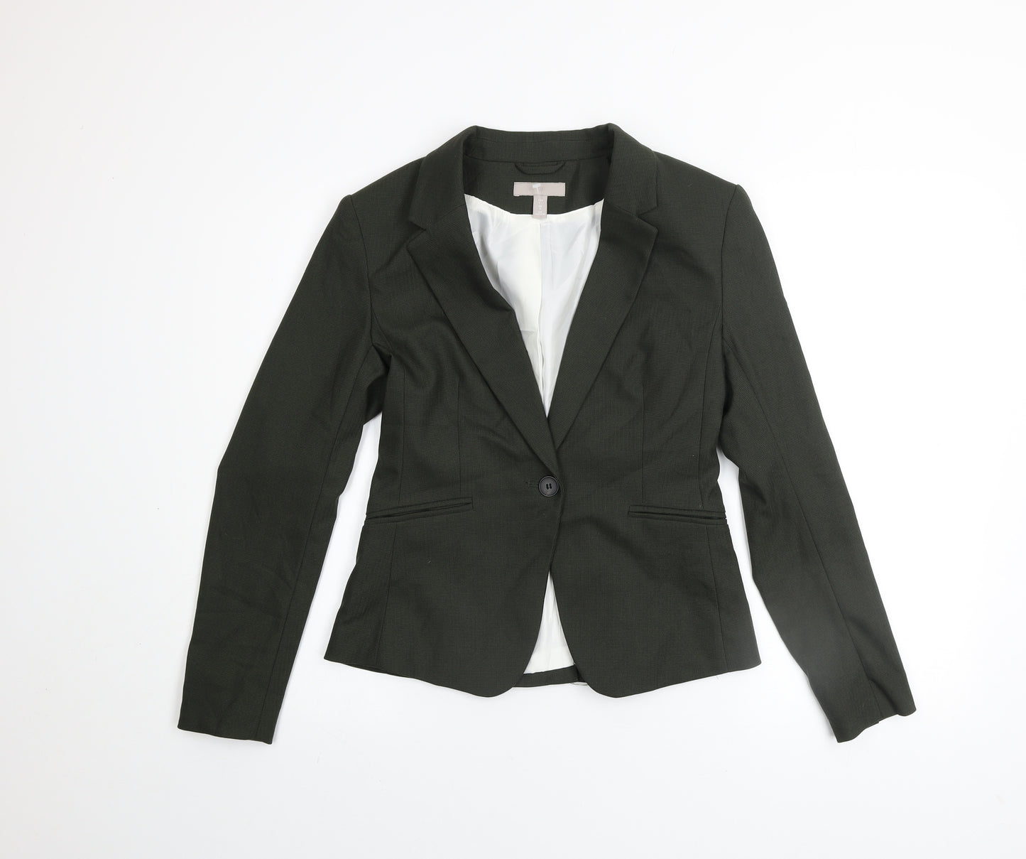 H&M Women’s Black Single-Breasted Blazer UK 8 Classic Fit Jacket